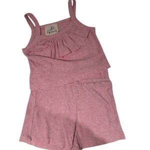 FABLE & FORD Pink Ribbed Ruffled Set - size 3